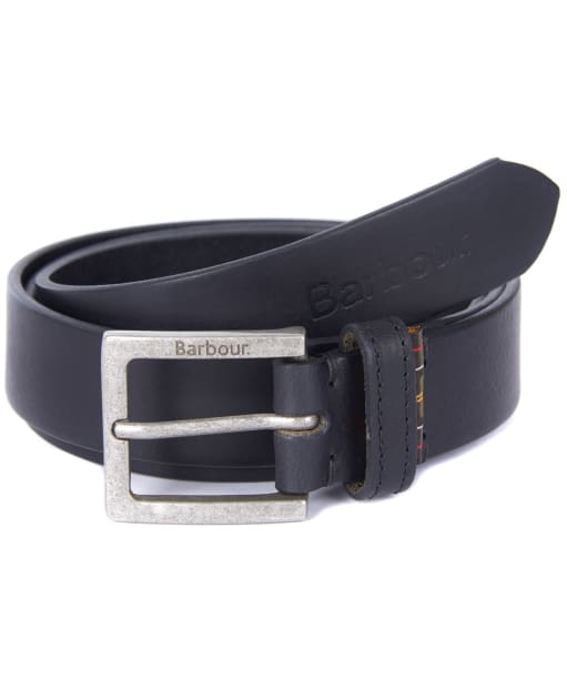 Men's Barbour Pull Up Leather Belt - Black