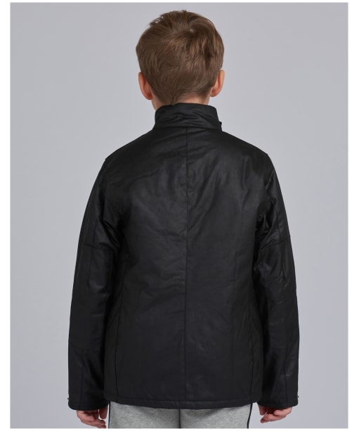 Boy's Barbour International Duke Waxed Jacket, 2-9yrs - Black