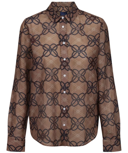 Women’s GANT Rope Print Cot Silk Shirt - Warm Khaki