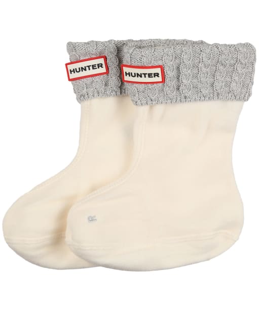 Kids Hunter Recycled Mini Cable Boot Socks - Hunter White / Pale Grey