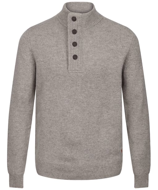Men's Barbour Patch Half Button Lambswool Sweater - Stone