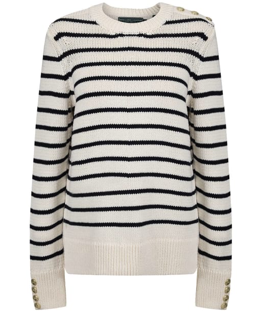 Women’s Holland Cooper Henley Striped Crew Knit - Natural / Ink Navy