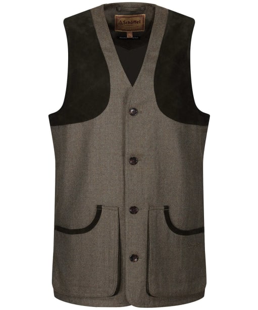 Men's Schoffel Ptarmigan Tweed Waistcoat II - Loden Green Herringbone Tweed