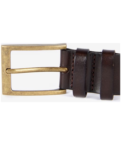 Men's Barbour Albyn Leather Webbing Belt - Khaki Green