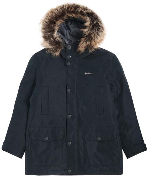 Boy's Barbour Ripley Showerproof Parka - 6-9yrs - Black