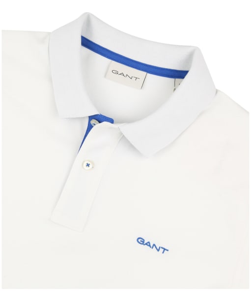 GANT Men's Regular Fit Contrast Pique Polo Shirt - Short Sleeve, Cotton Blend, Embroidered Logo