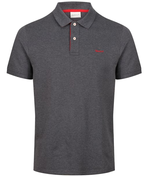 Men's Gant Regular Contrast Pique Short Sleeve Rugger Polo Shirt - Antracite Melange