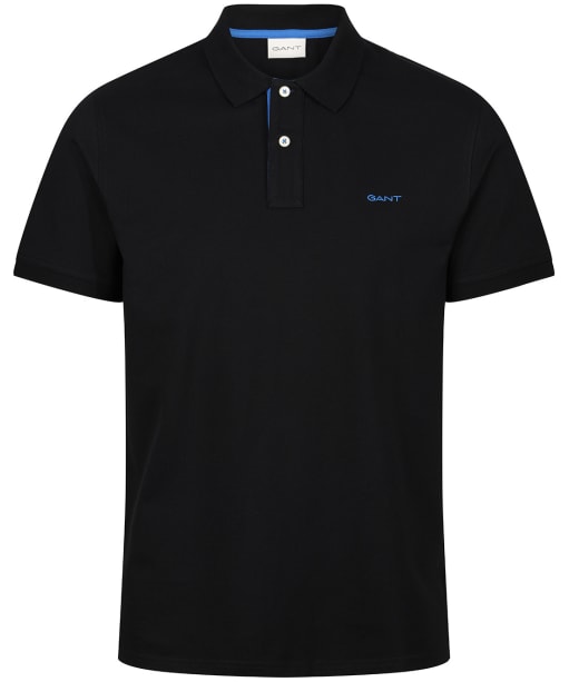 Men's Gant Regular Contrast Pique Short Sleeve Rugger Polo Shirt - Black