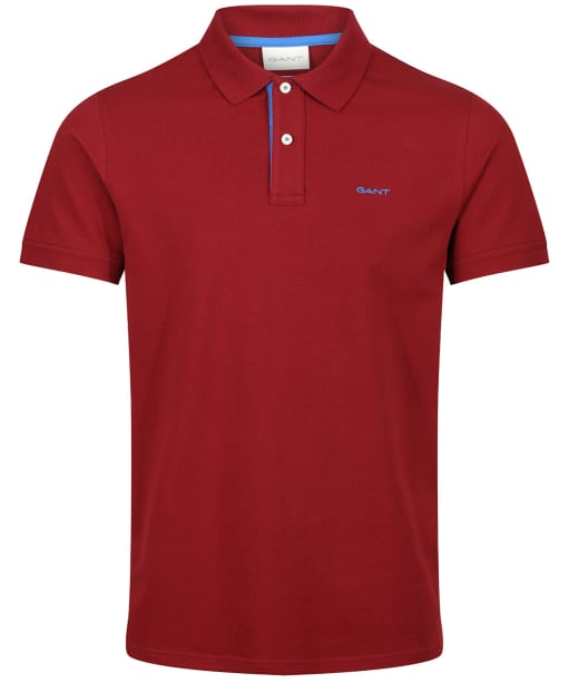 Men's Gant Regular Contrast Pique Short Sleeve Rugger Polo Shirt - Plumped Red