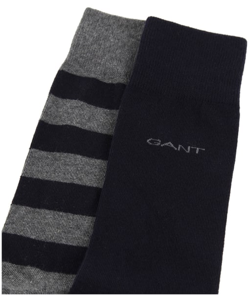 Gant Barstripe and Solid Combed Cotton Socks - 2 Pack - Charcoal Melange