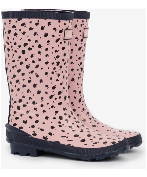 Kid's Barbour Shield Wellington Boots - Pink Spot