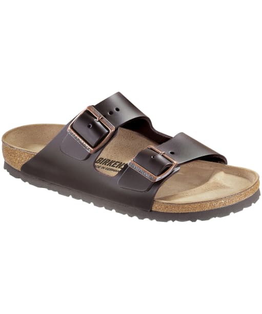 Birkenstock Arizona Natural Leather Sandals - Regular Footbed - Adjustable Fit - Dark Brown