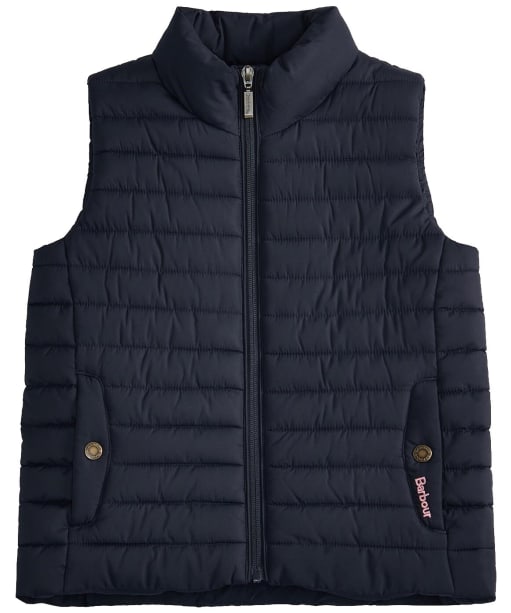 Girl's Barbour Glasney Quilted Gilet, 6-9trs - Dark Navy / Abstract Rainbow