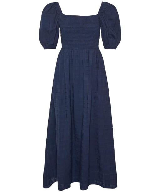 Women's Barbour Macy Checked Cotton Midi Dress - Navy