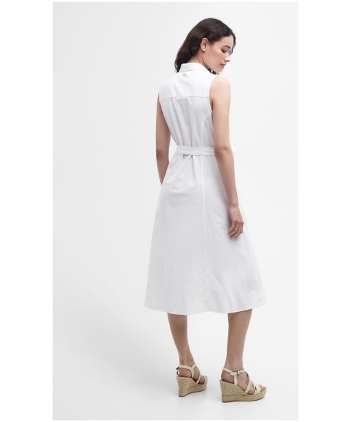Women's Barbour Reilmidi Sleeveless Cotton Blend Midi Shirt Dress - White