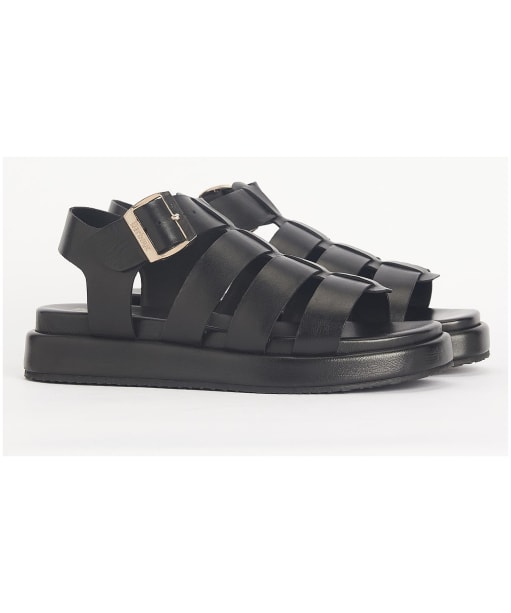 Women's Barbour Charlene Caged Leather Sandals - Black