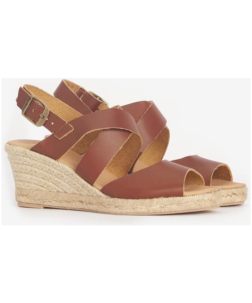 Women's Barbour Yolanda Leather Espadrille Sandals - Tan