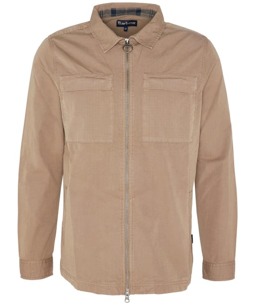 Men's Barbour Glendale Zip Through Cotton Overshirt - Military Brown