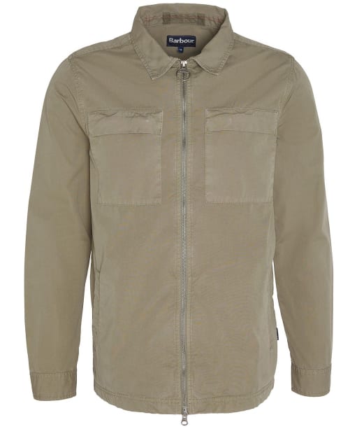 Men's Barbour Glendale Zip Through Cotton Overshirt - Dusty Green