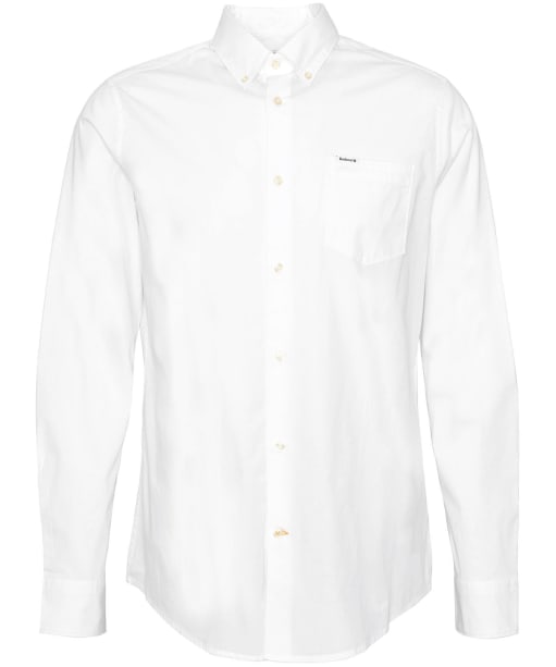 Men's Barbour Comfort Stretch Long Sleeve Cotton Blend Shirt - White