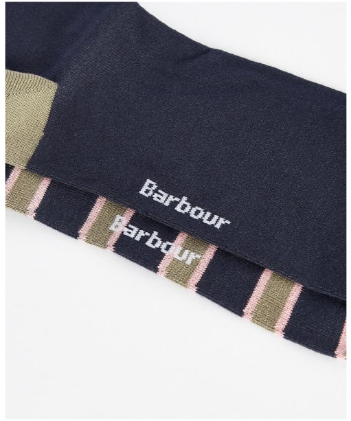 Men's Barbour Colour Block Socks - 2 Pack - Navy / Olive / Pink