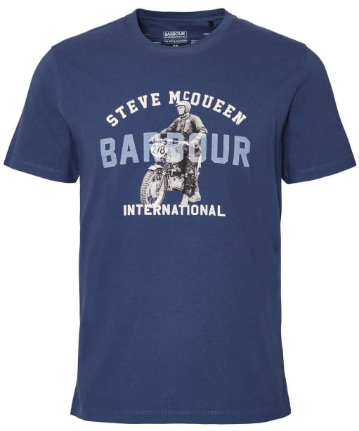 Men's Barbour International Speedway Crew Neck Cotton T-Shirt - Washed Cobalt