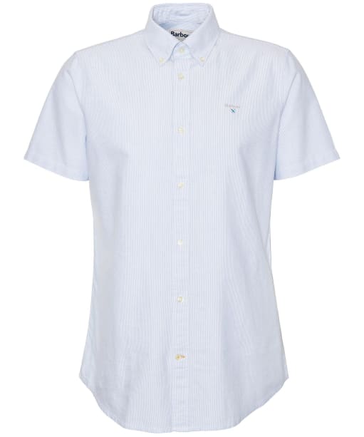 Men's Barbour Striped Oxtown Short Sleeve Tailored Fit Cotton Shirt - Sky Blue