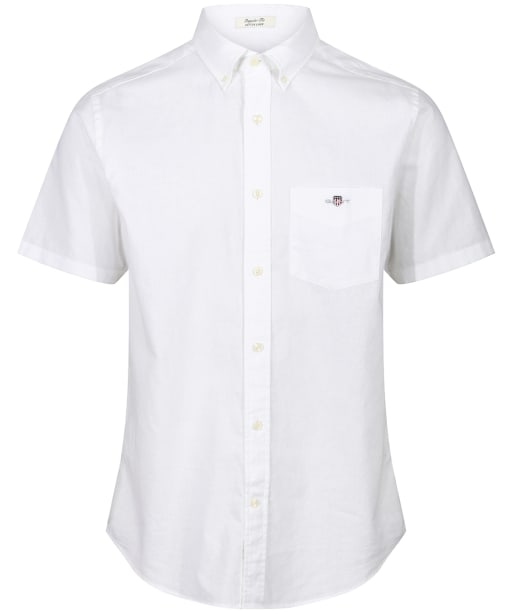 Men's Gant Regular Short Sleeve Cotton Linen Shirt - White