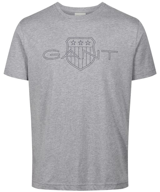 Men's Gant Logo Short Sleeve Cotton T-Shirt - Grey Melange