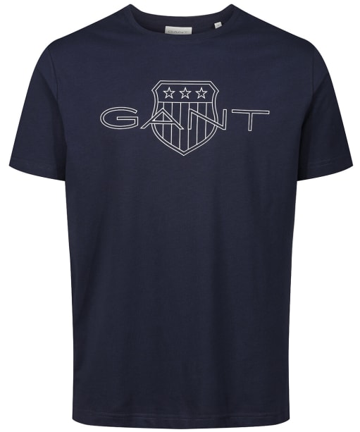 Men's Gant Logo Short Sleeve Cotton T-Shirt - Rich Blue