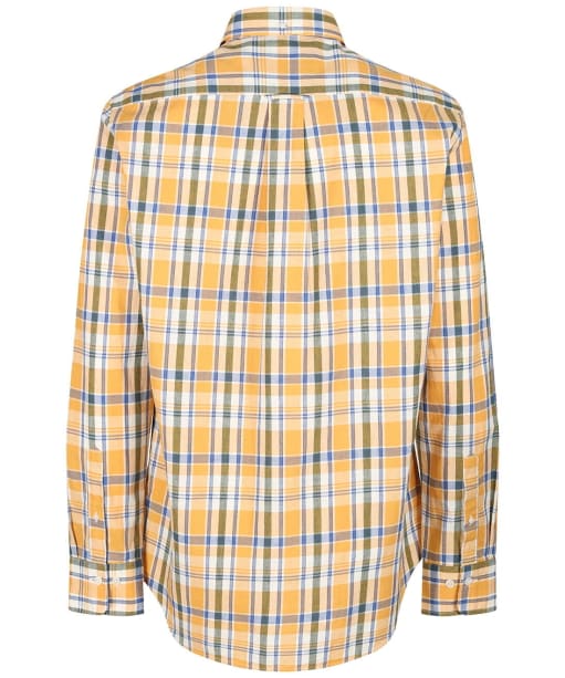 Men's Gant Regular Long Sleeve Cotton Linen Check Shirt - Faded Orange