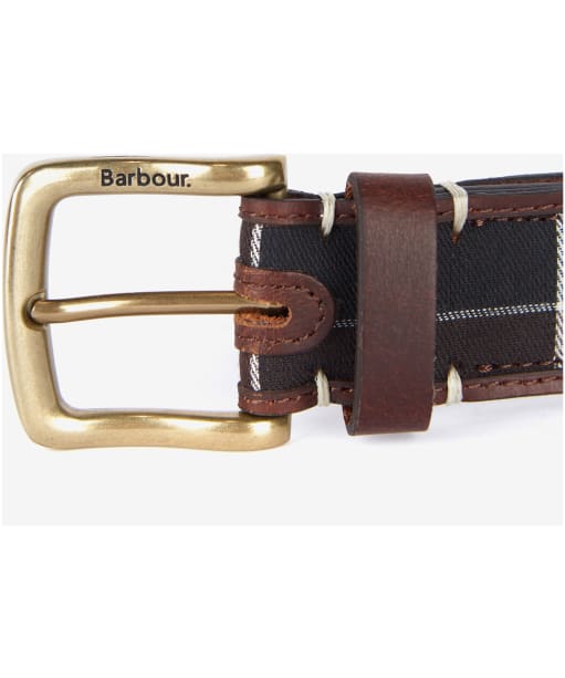 Men's Barbour Tartan/Leather Belt - Brown