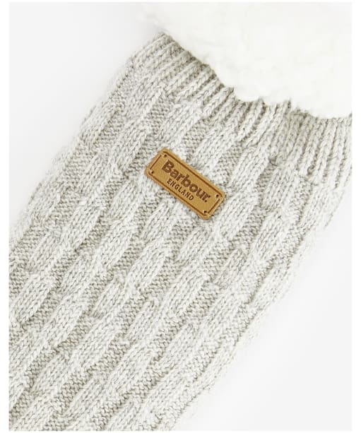 Women's Barbour Cable Knit Lounge Socks - Light Grey Marl