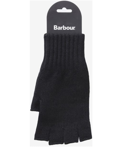 Men's Barbour Fingerless Lambswool Gloves - Black