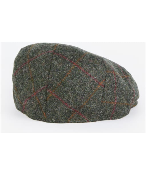 Men's Barbour Wool Crieff Flat Cap - Olive / Red Check