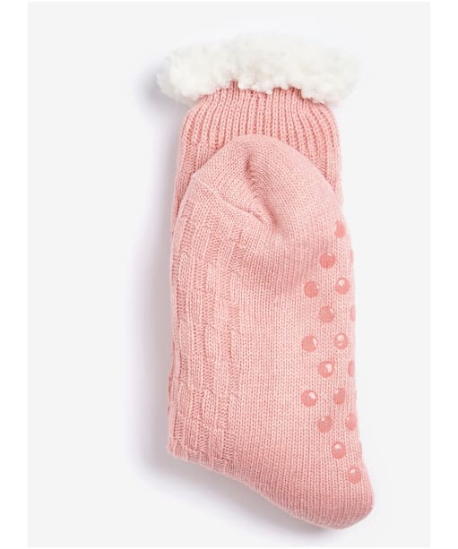 Women's Barbour Cable Knit Lounge Socks - Dusty Pink