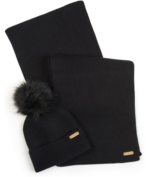 Women's Barbour International Mallory Beanie & Scarf Gift Set - Black