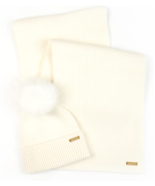 Women's Barbour International Mallory Beanie & Scarf Gift Set - Optic White