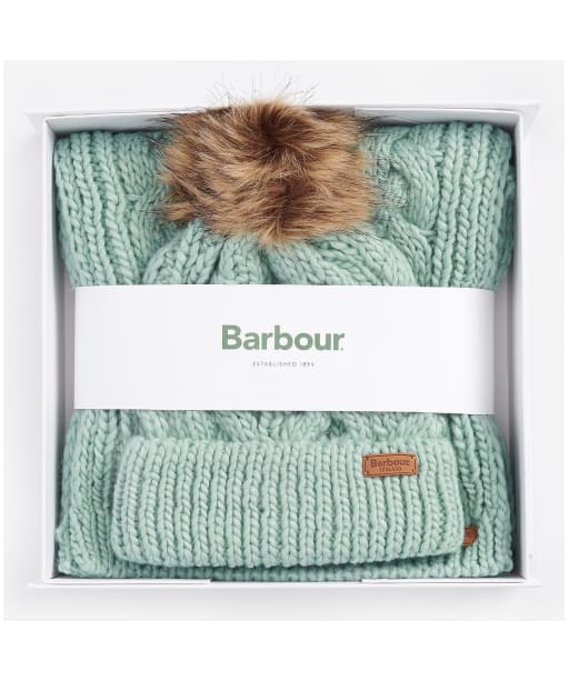 Women’s Barbour Penshaw Beanie & Scarf Set - Soft Mint