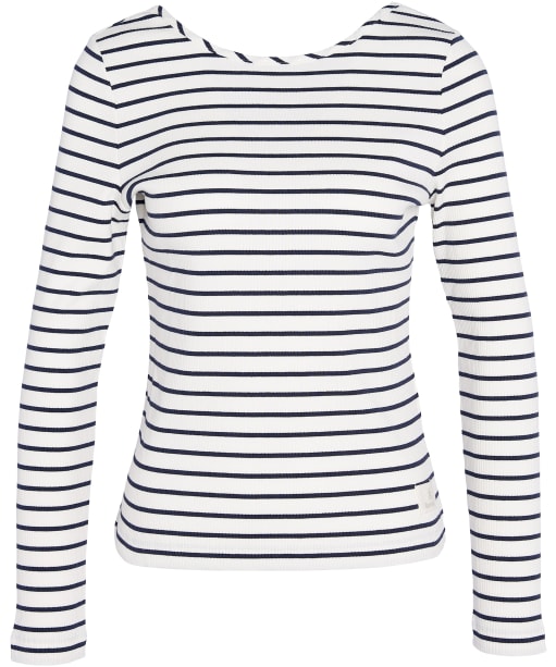 Women's Barbour Langton Long Sleeve Rib Stripe Top - Cloud Stripe