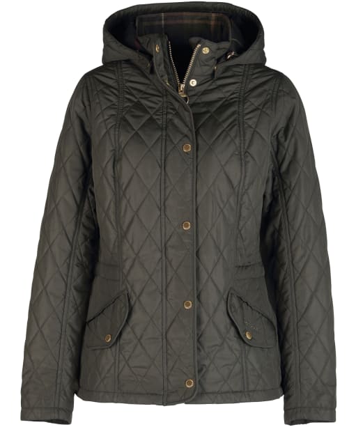 Women's Barbour Millfire Quilted Jacket - Olive / Classic Tartan