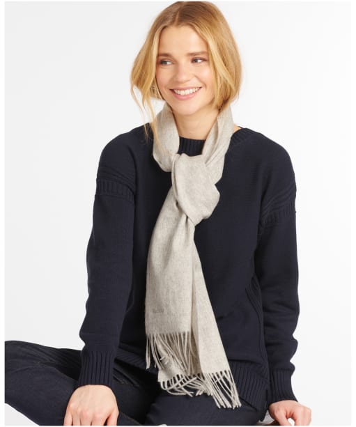 Women's Barbour Lambswool Woven Scarf - Light Grey Melange