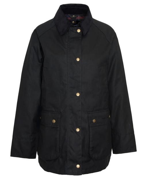 Women's Barbour Acorn Waxed Jacket - Black / Classic Tartan