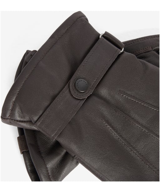 Men's Barbour Burnished Leather Insulated Gloves - Dark Brown