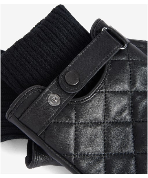 Men's Barbour Quilted Leather Gloves - Black