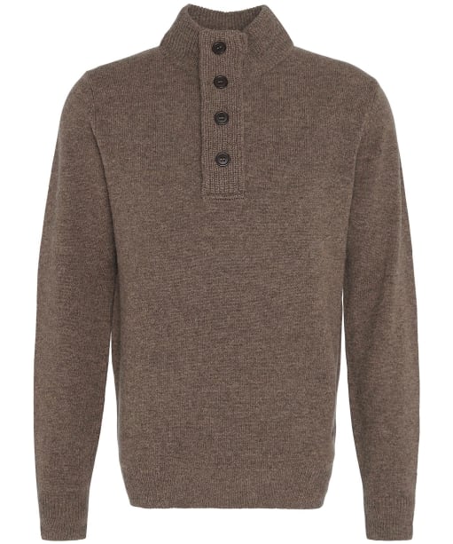 Men's Barbour Patch Half Button Lambswool Sweater - Dark Stone