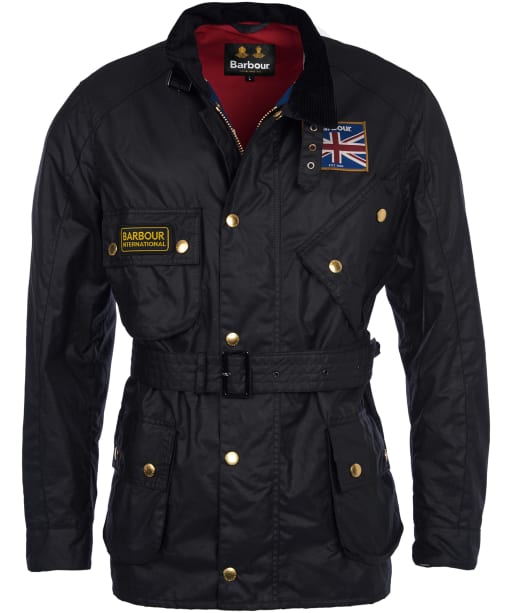 Men's Barbour International Union Jack Waxed Jacket - Black