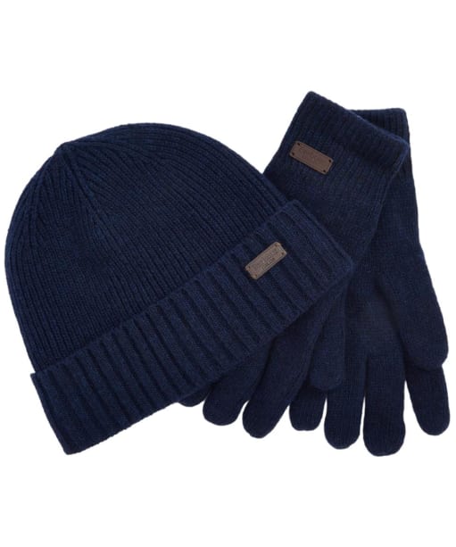 Men's Barbour Carlton Beanie & Gloves Gift Set - Navy