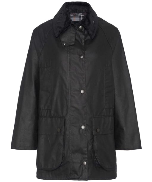 Women's Barbour Beaufort Waxed Jacket - Black / Modern Tartan