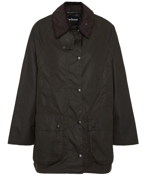 Women's Barbour Beaufort Waxed Jacket - Olive / Classic Tartan